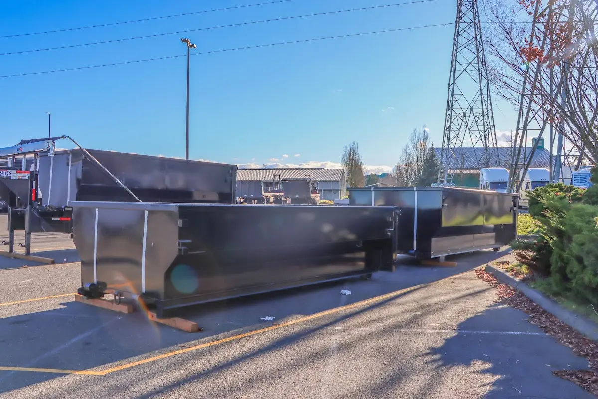 Roll-off dumpster ready for waste disposal at job site for 2 Yard Dumpster Rental in Barberton